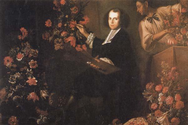 Mario Dei Fiori Self-Portrait with a Servant and Flowers Germany oil painting art